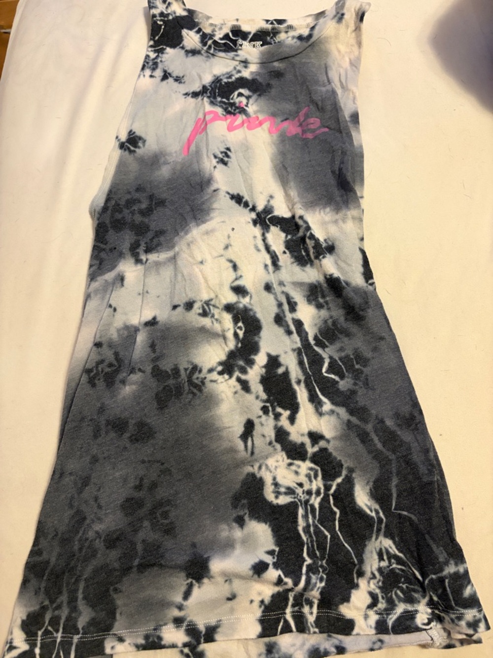 PINK Victoria's Secret Black & White Tie-Dye Tank